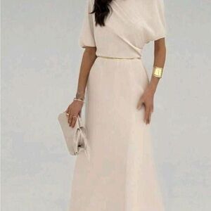 SHEIN Elegant Cream Maxi Dress
